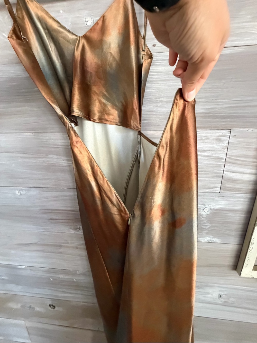 Commense Metallic Copper and fall color Backless Slip Dress - Picture 4 of 9